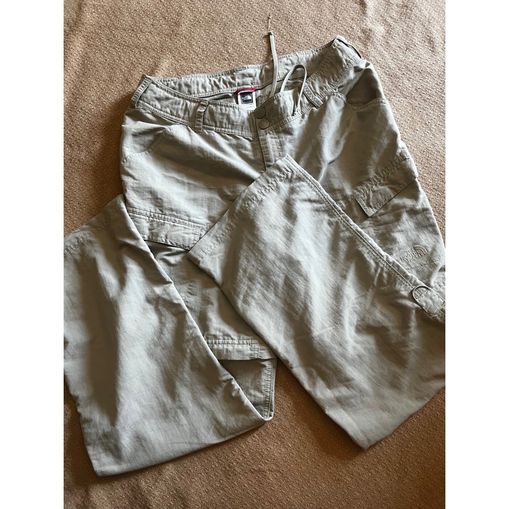 The North Face Womens 10 Convertible Hiking Cargo Pants Khaki Tan Zip Off Shorts